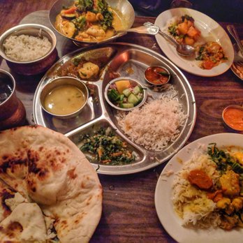 Annapurna Cafe - Dal baht and chicken mango dish, with naan - Indian Near Me - Seattle, Washington Annapurna Cafe - Dal baht and chicken mango dish, with naan - Indian Near Me - Seattle, Washington