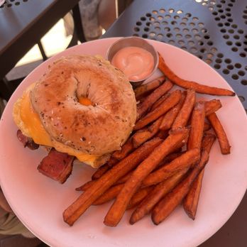 The Cut - P.E.C - Pastrami, Egg, Cheese with Sweet Potato Fries - Burgers Near Me - Irvine, California The Cut - P.E.C - Pastrami, Egg, Cheese with Sweet Potato Fries - Burgers Near Me - Irvine, California