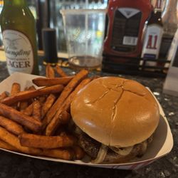 Blackthorne Resort - Whipped Feta Smashed Burger and sweet potato fries