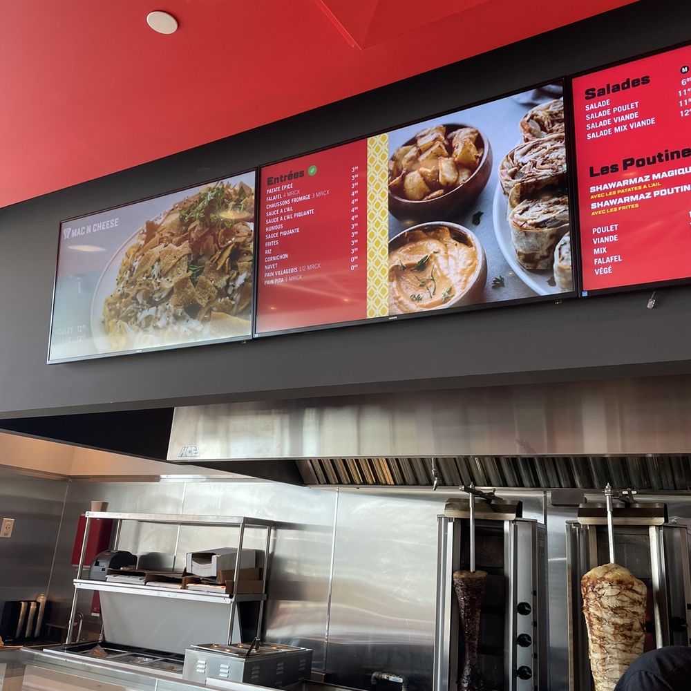 Shawarmaz - menus on the wall of a restaurant - Mediterranean Near Me - Vaudreuil-Dorion, Quebec Shawarmaz - menus on the wall of a restaurant - Mediterranean Near Me - Vaudreuil-Dorion, Quebec