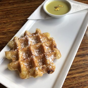 Chambar - White chocolate pistachio waffle - Belgian Near Me - Vancouver, British Columbia Chambar - White chocolate pistachio waffle - Belgian Near Me - Vancouver, British Columbia