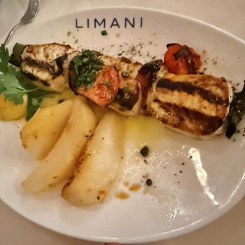 Limani - Swordfish skewers with lemon potatoes - Greek Near Me - Roslyn, New York Limani - Swordfish skewers with lemon potatoes - Greek Near Me - Roslyn, New York