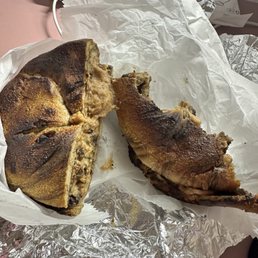 Cinnamon raisin bagel with walnut cream cheese