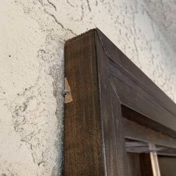 Jeunesse Wood Doors - Original install staple sticking out chipped wood and not sealed - Door Sales/Installation Near Me - Montclair, California Jeunesse Wood Doors - Original install staple sticking out chipped wood and not sealed - Door Sales/Installation Near Me - Montclair, California