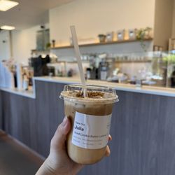 Cookie butter latte with cookie butter cold foam