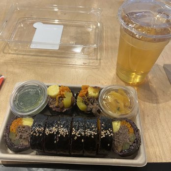 82 Kimbap - Beef Bulgogi w/ Perilla Vinaigrette and Korean Pear-Apple Juice - Korean Near Me - Chicago, Illinois