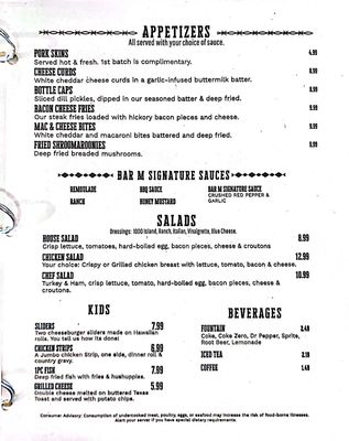 Menu photo 3 Bar M Steakhouse New Boston, TX Menu photo 3 Bar M Steakhouse New Boston, TX