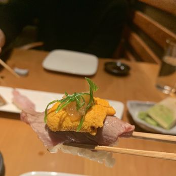 Himitsu - Wagyu with uni, $12 (not impressed by combination of textures; better by themselves!!) - Sushi Bars Near Me - La Jolla, California Himitsu - Wagyu with uni, $12 (not impressed by combination of textures; better by themselves!!) - Sushi Bars Near Me - La Jolla, California