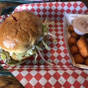 Hill Bar and Grill - Zucchini burger with sweet potato tots - American Near Me - Mint Hill, North Carolina Hill Bar and Grill - Zucchini burger with sweet potato tots - American Near Me - Mint Hill, North Carolina