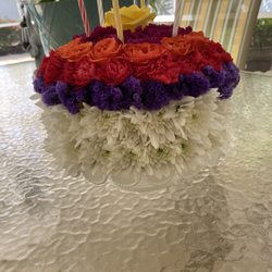 Garden Of Eden - Floral Birthday Cake with candles... Too beautiful to eat!