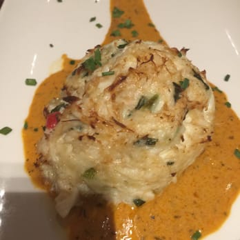 Del Frisco's Grille - Oh I love this crab cake with Cajun lobster sauce - New American Near Me - Hoboken, New Jersey