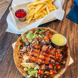 Aviator's Sports Bar & Bar-B-Que - Black N' Blue Steak Salad and Aviator Fries