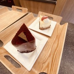 Our orders of very delicious cheese cake and red velvet. Our orders of very delicious cheese cake and red velvet.