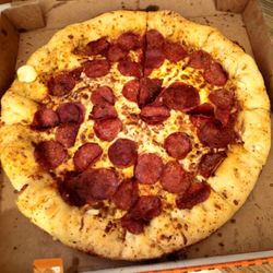 Little Caesars Pizza - Large, Toasted, Stuffed Crust Pepperoni for less than $10! Satisfying!