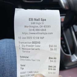 Elli Nail Spa - Receipt