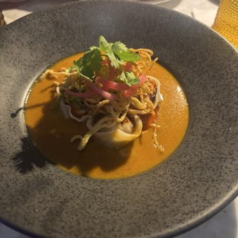 Blackbird Modern Asian - Shrimp dumpling in Thai coconut sauce - Bars Near Me - Jupiter, Florida Blackbird Modern Asian - Shrimp dumpling in Thai coconut sauce - Bars Near Me - Jupiter, Florida