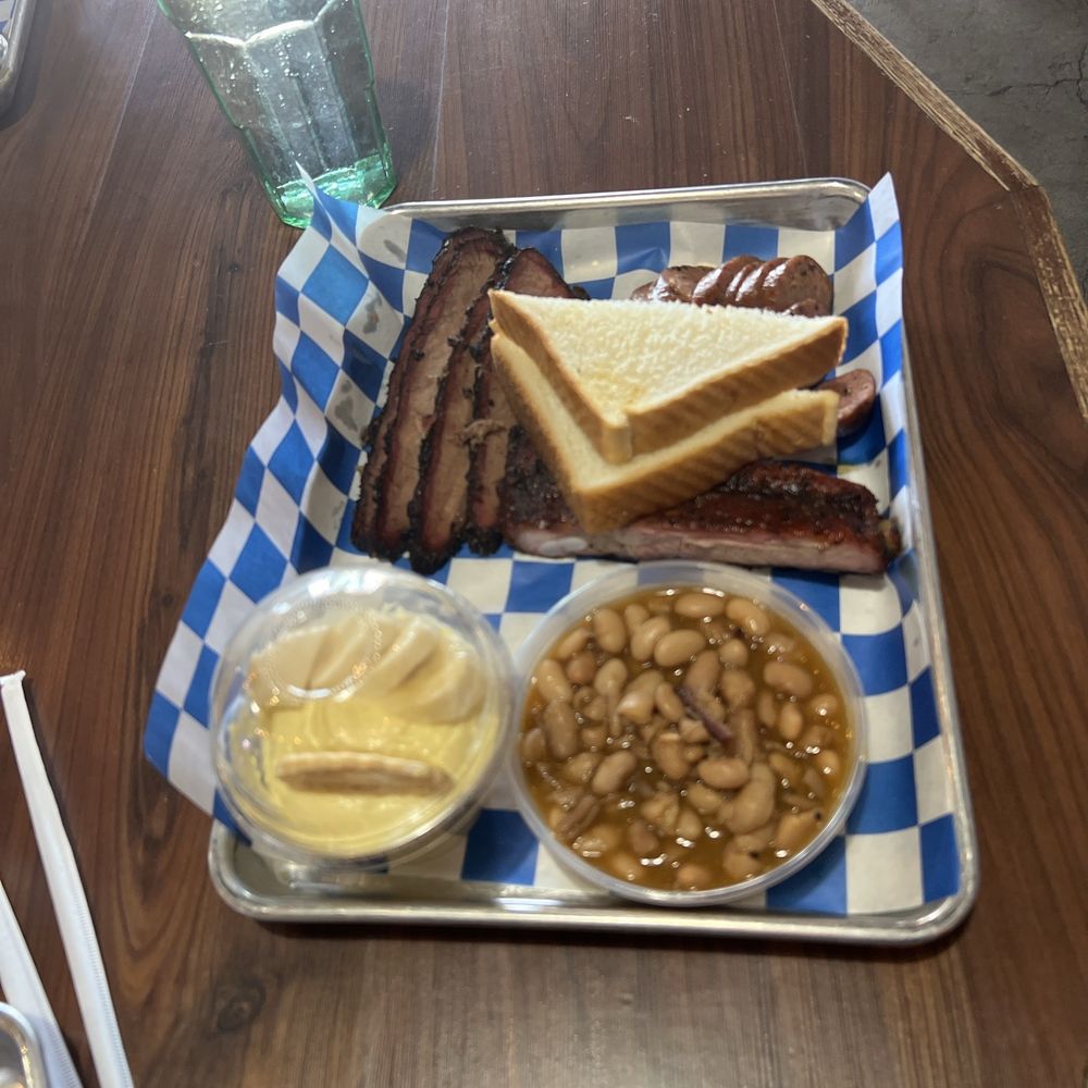 Brisket and sausage plate Brisket and sausage plate