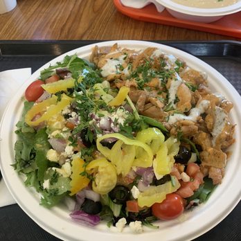 ShaQ - 1) Greek Salad with chicken - Falafel Near Me - Santa Clara, California