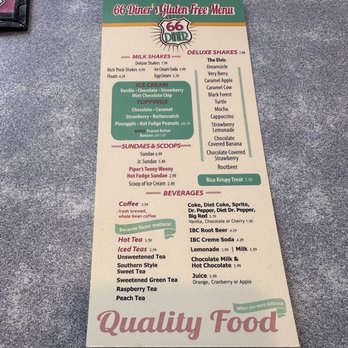 66 Diner - Gluten Free Menu for Drinks & Desserts - Diners Near Me - Albuquerque, New Mexico
