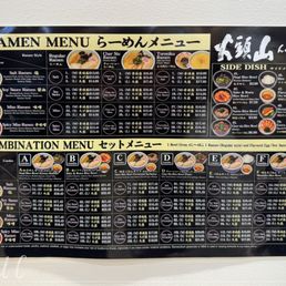 Menu with additional and drink options at the cashier Menu with additional and drink options at the cashier