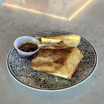 Any Day Now - sausage egg and cheese pancake  @davideatsdc - Coffee & Tea Near Me - Washington, DC, District of Columbia