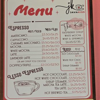 Java Kiss Coffee Shop - Espresso Menu - Coffee & Tea Near Me - Nolanville, Texas