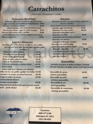 Menu photo 2 Catrachitos Restaurant Washington, DC, DC