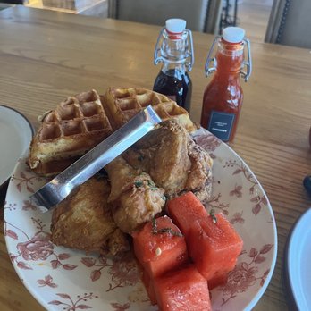 Yardbird Table & Bar - Chicken & Waffles with watermelon - Southern Near Me - Miami Beach, Florida Yardbird Table & Bar - Chicken & Waffles with watermelon - Southern Near Me - Miami Beach, Florida
