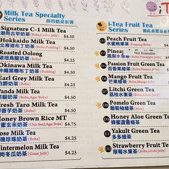 i-Tea - Menu 7/6/18 - Ramen Near Me - Milpitas, California