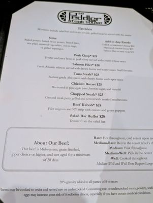 Menu photo 1 The Peddler Steak House Raleigh, NC Menu photo 1 The Peddler Steak House Raleigh, NC