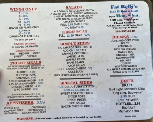 Menu photo 5 Fat Belly's White Springs, FL Menu photo 5 Fat Belly's White Springs, FL