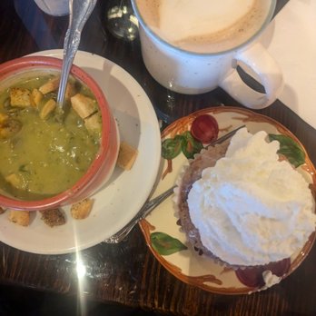 Bourbon Café and Coffee Saloon - Avocado gazpacho and blueberry muffin with fresh whipped cream - Cafes Near Me - Bourbon, Missouri