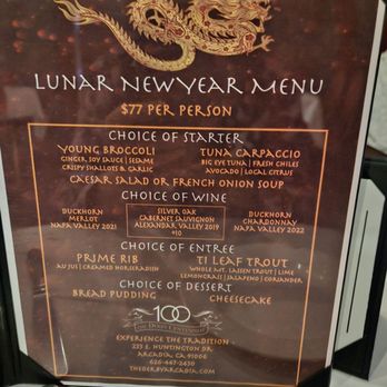 The Derby - Lunar New Year Prix Fixe menu - Steakhouses Near Me - Arcadia, California