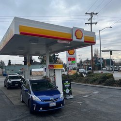 Shell - The gas station pumps.