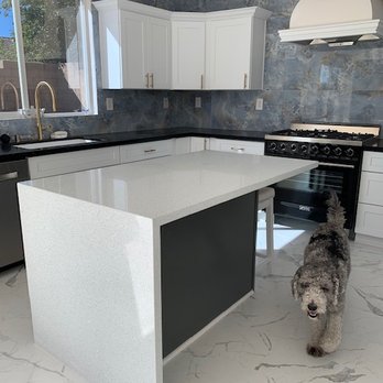 Summit Cabinets - Beautiful Island with room for stools...Stella approves totally! - Cabinetry Near Me - Corona, California