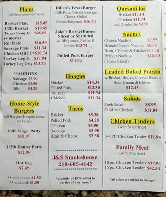 Menu photo 2 J&S Smokehouse Elmendorf, TX Menu photo 2 J&S Smokehouse Elmendorf, TX