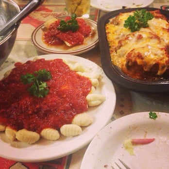 DeNicola's Restaurant - Eggplant Parmesan,Gnocchi with meat sauce and cheese ravioli in marinara - Italian Near Me - Portland, Oregon