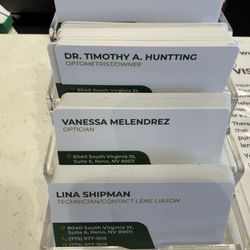 Family First Eye Care - Business cards of doctors and staff