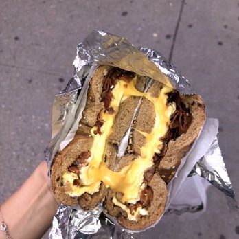 Pick a Bagel - Bacon egg and cheese on a whole wheat everything bagel - Bagels Near Me - New York, New York Pick a Bagel - Bacon egg and cheese on a whole wheat everything bagel - Bagels Near Me - New York, New York