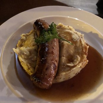 Au Père Louis - Pork sausage with mustard seed mashed potatoes. - Wine Bars Near Me - Paris, 75