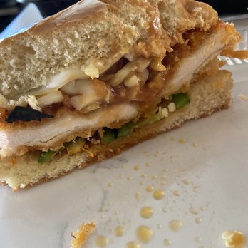 Katsuyaki - 10. Spicy Tori Katsu Burger - Basic. Sauce way too sweet for our liking - Japanese Near Me - Costa Mesa, California