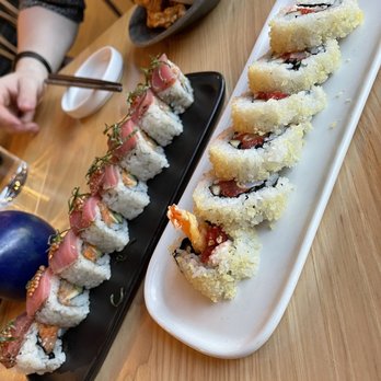Bamboo Sushi - Chasing the Dragon Roll (right) Garden of Eden Roll (left) - Sushi Bars Near Me - Denver, Colorado Bamboo Sushi - Chasing the Dragon Roll (right) Garden of Eden Roll (left) - Sushi Bars Near Me - Denver, Colorado