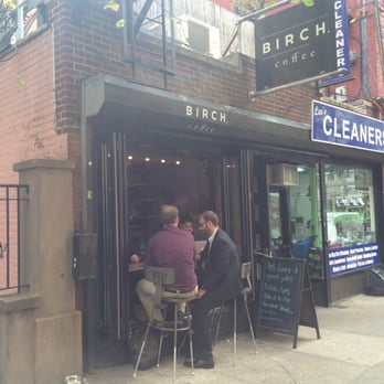 Birch Coffee - Some gents outside of Birch. What a nice day for a cold brew! - Coffee & Tea Near Me - New York, New York