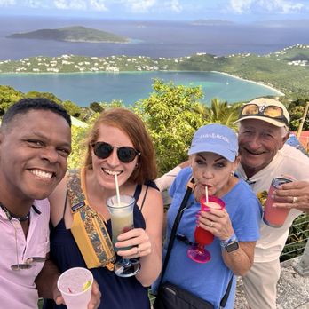 Mountain Top - Us enjoying our drinks! - Local Flavor Near Me - Saint Thomas, Virgin Islands