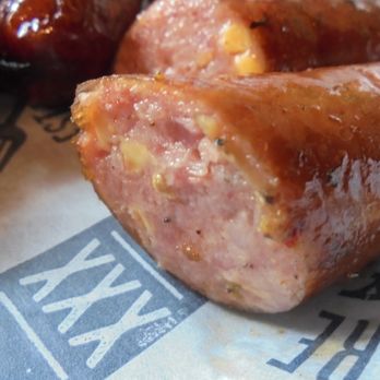 Famous Dave's Bar-B-Que - Jalapeno cheddar sausage, close-up. - Barbeque Near Me - Plymouth, Minnesota