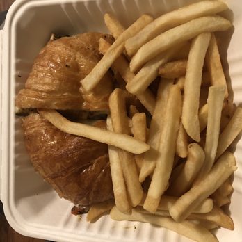 O'side Bakery - Chicken Pesto Croissant with fries - Breakfast & Brunch Near Me - Oceanside, California