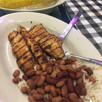 Flying Fish - Grilled tilapia with corn on the Cobb and rice/beans. - Seafood Near Me - Little Rock, Arkansas