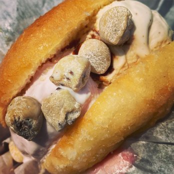 TeeJay's Sweet Tooth - Donut ice cream sandwich with cookie dough bites on top. - Desserts Near Me - Indianapolis, Indiana TeeJay's Sweet Tooth - Donut ice cream sandwich with cookie dough bites on top. - Desserts Near Me - Indianapolis, Indiana
