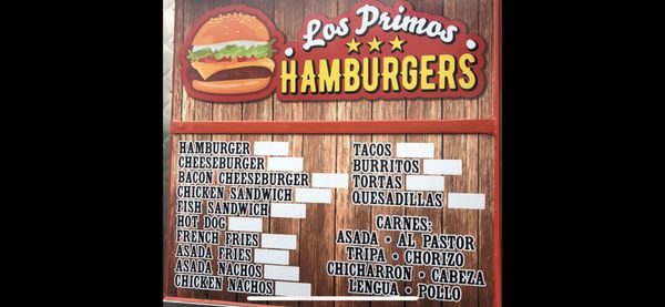 Menu photo 1 Los Primos Hamburgers Garden Grove, CA Menu photo 1 Los Primos Hamburgers Garden Grove, CA