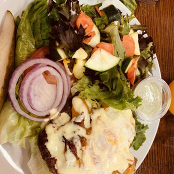 MeMe's Cafe - Bacon & Egg Burger with a side salad - American Near Me - Springdale, Utah